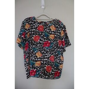 Vintage Maximalist Penbrooke Lane Blouse Large Multicolor Animal Floral Top